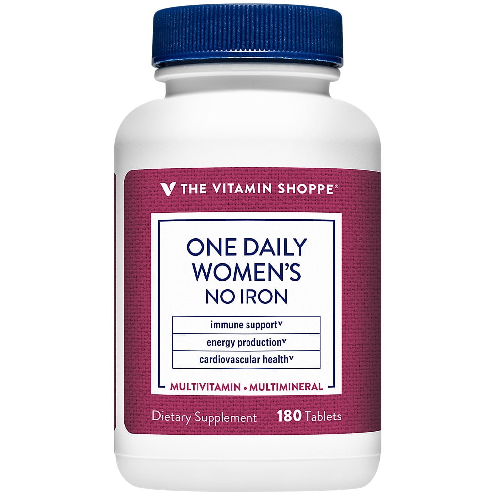 The Vitamin Shoppe One Daily Women's Multivitamin with No Iron, 2,000IU Vitamin D3, Multi-mineral Supplement, Supports Energy Production, Supports Cardiovascular and Immune Health (180 Tablets) Sale